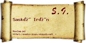 Saskó Irén névjegykártya